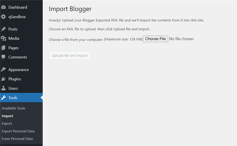 Import blogger xml