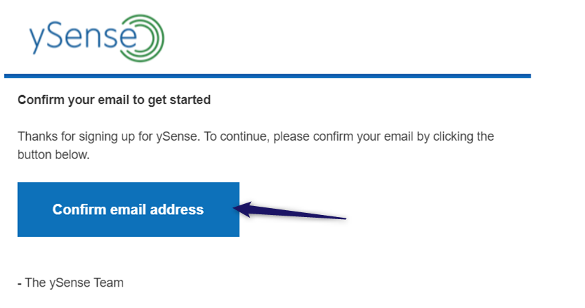 Confirm ysense email address