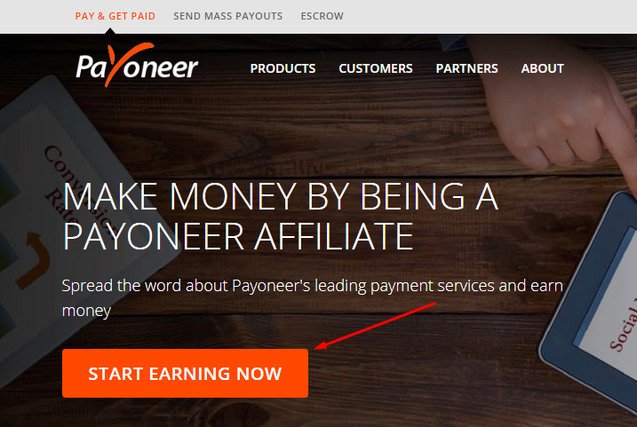 Start earning now at payoneer affiliate program