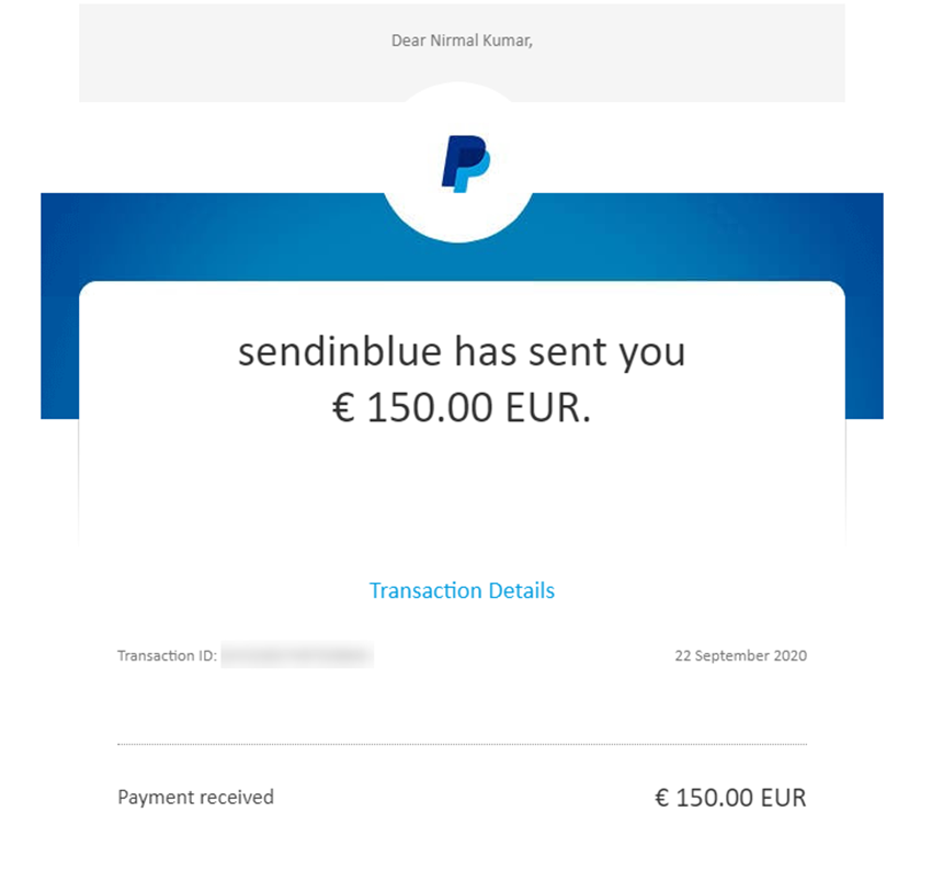 Sendinblue affiliate payment - august 2020