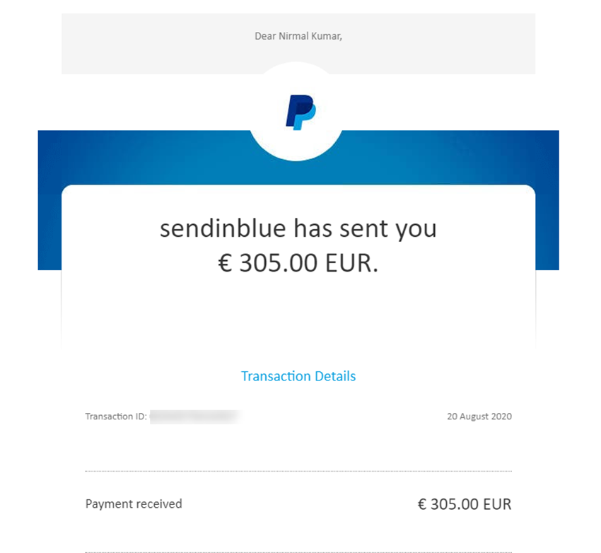 Sendinblue affiliate payment - july 2020