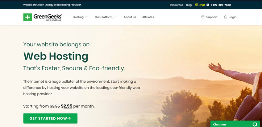 Greengeeks web hosting homepage