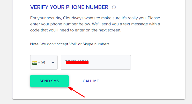 Cloudways sms verification