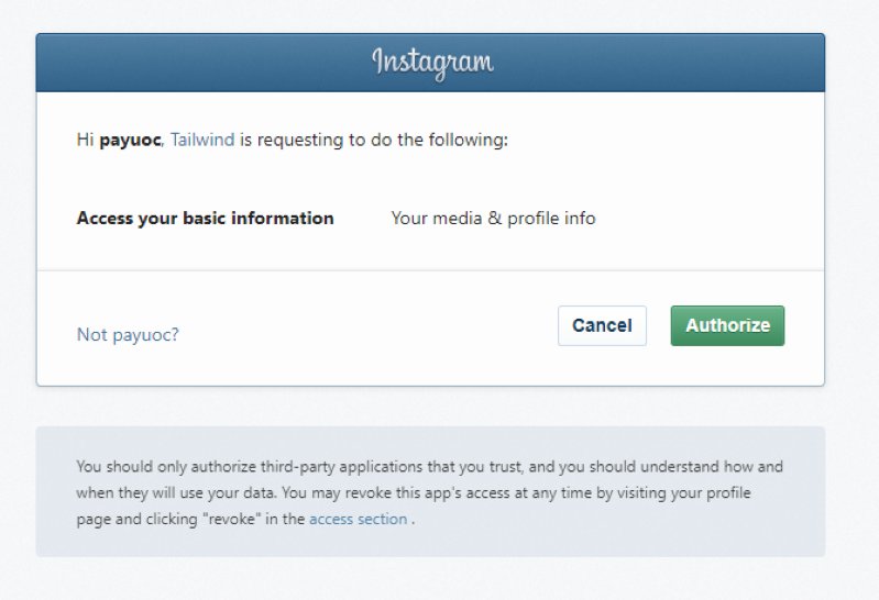 Authorize tailwind account with instagram