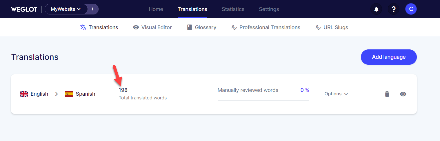 translated word count