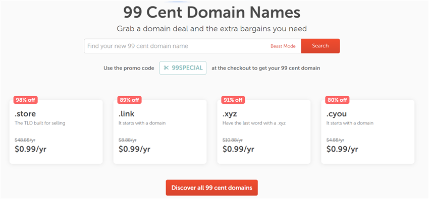 99 cent domains