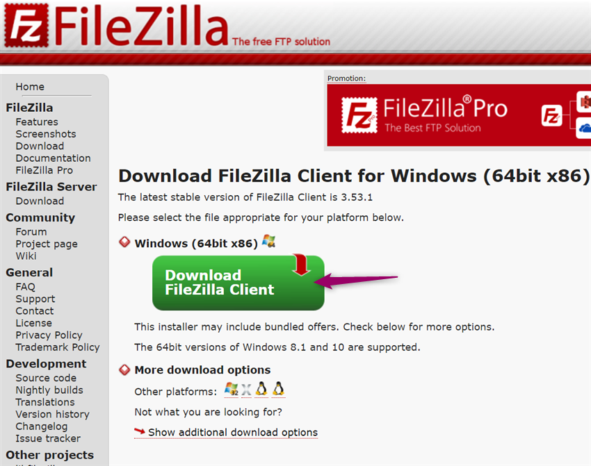 Download filezilla