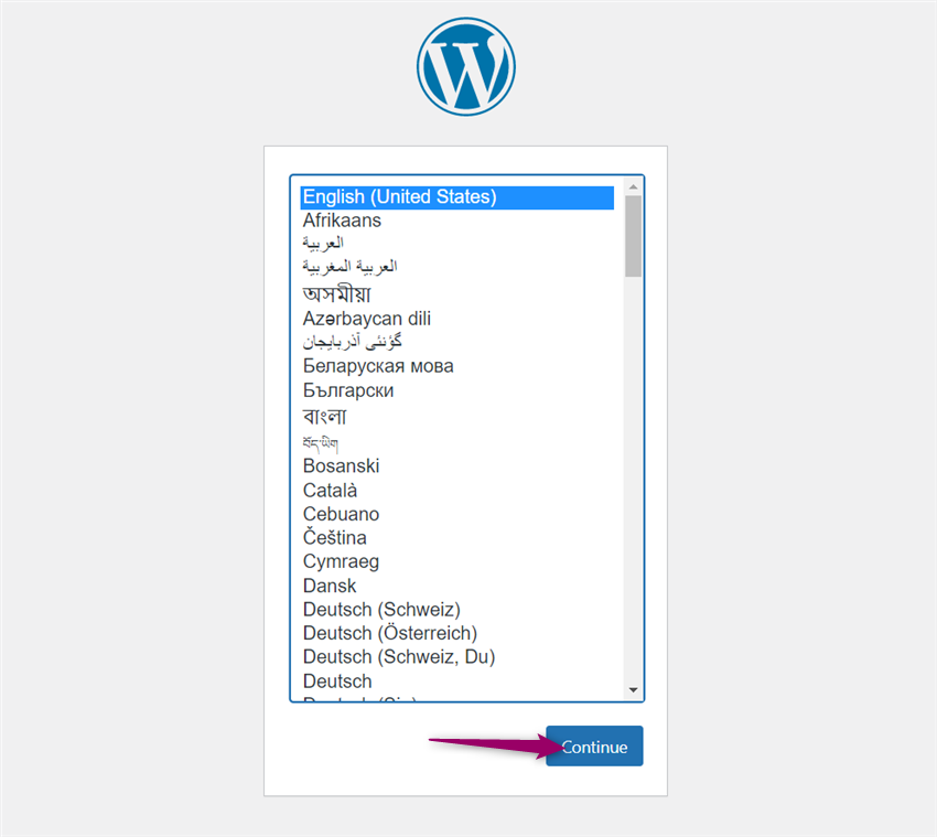 Wordpress language selection