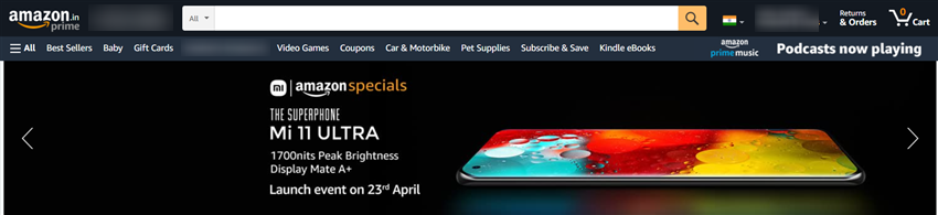 Amazon india homepage