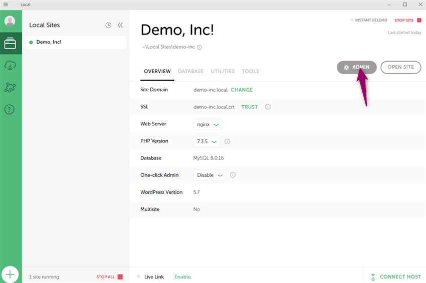 demo inc dashboard