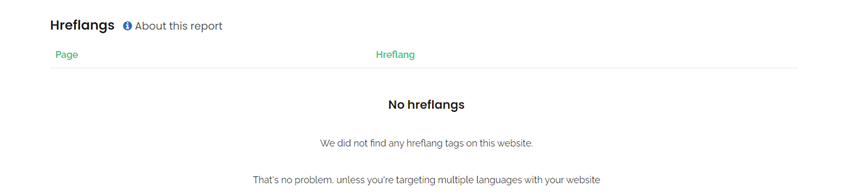 Hreflangs report