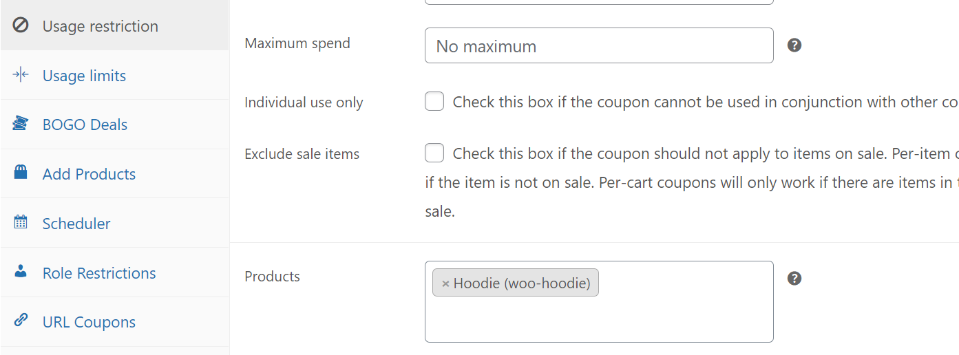 Advanced coupons usage restrictions