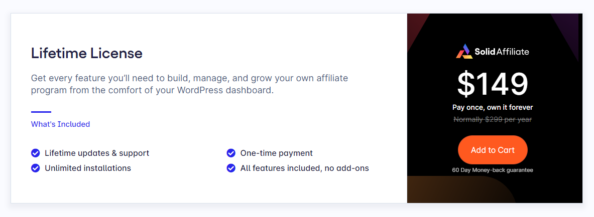 Solid affiliate pricing
