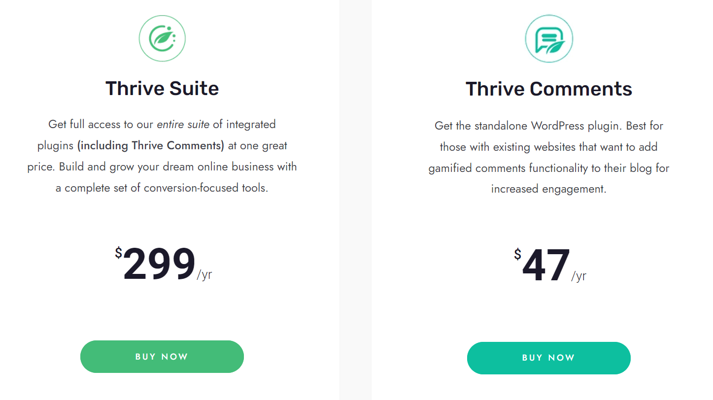 Thrive comments pricing