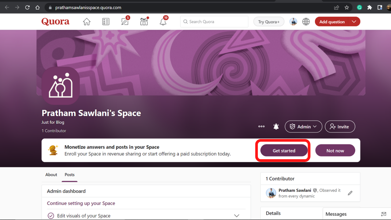 Step 5 how to earn money from quora space