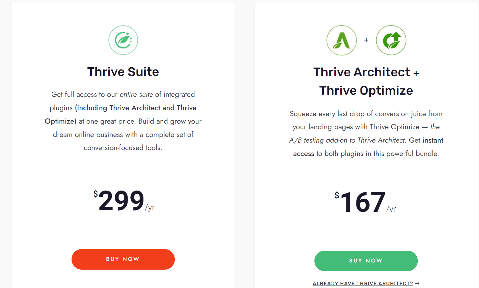 Thrive optimize pricing