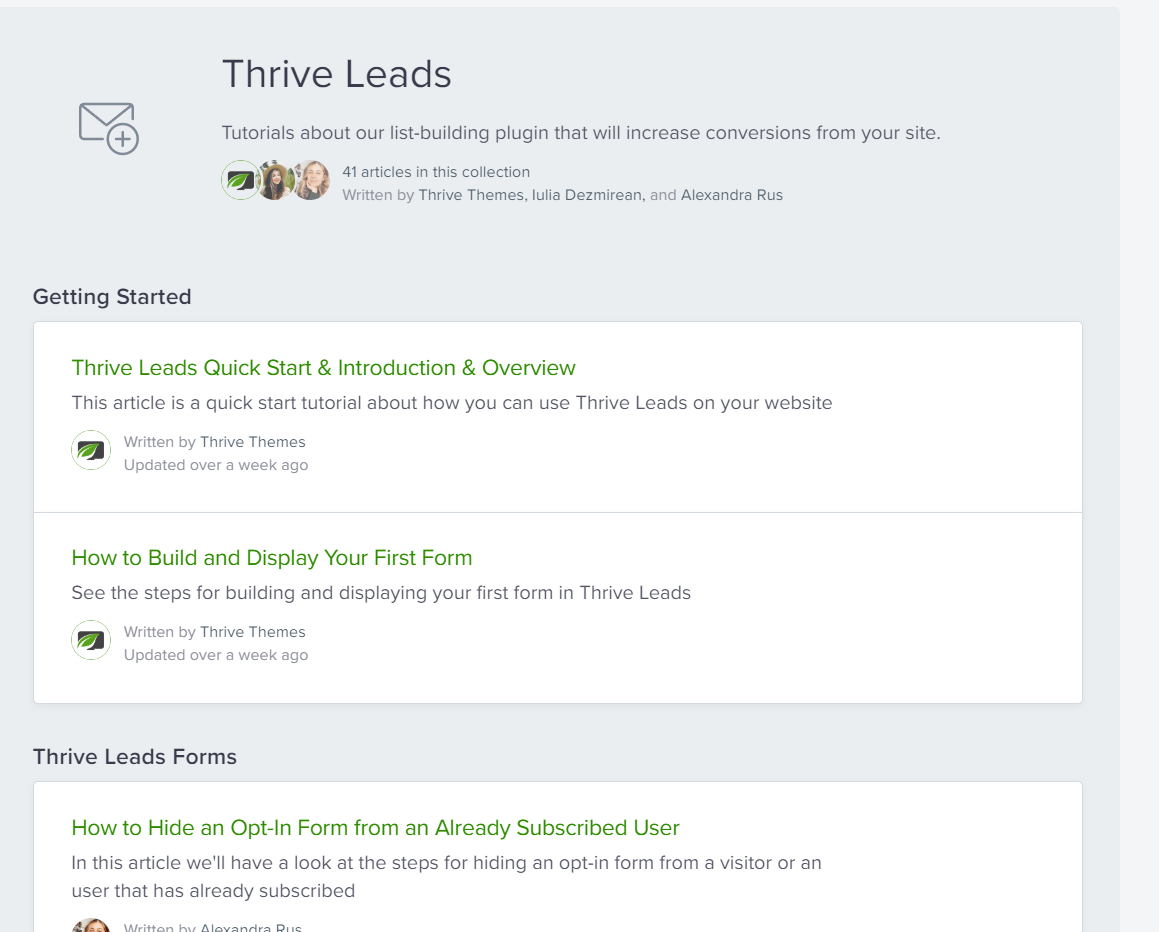 Thrive leads documentation