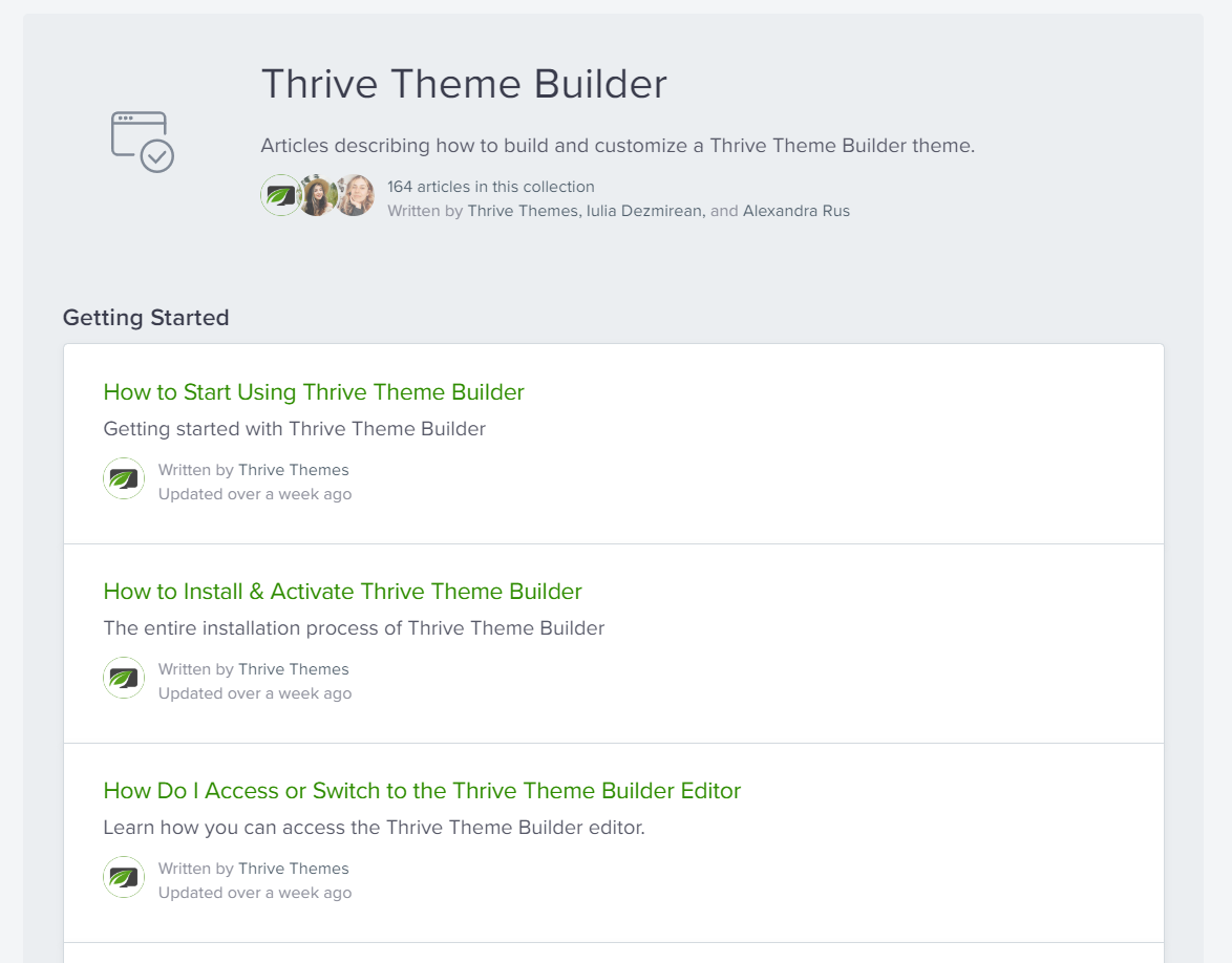 thrive theme builder documentation