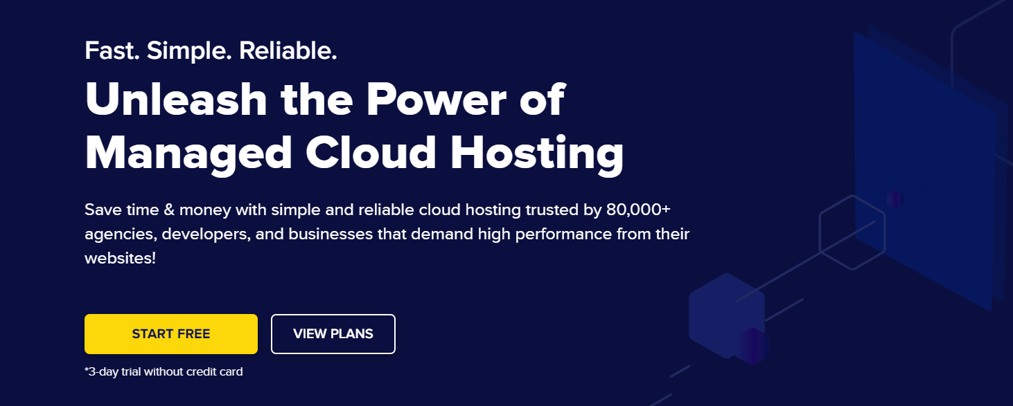 Screenshot of managed cloud hosting