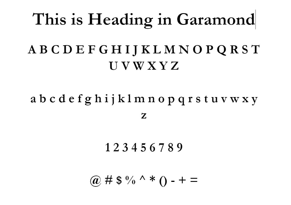 Garamond font jpg