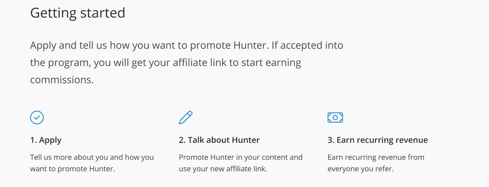 Hunter. Io affiliate program