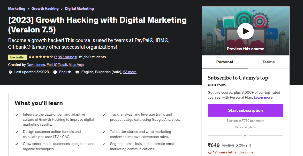 [2023] Growth Hacking with Digital Marketing (Version 7.5)