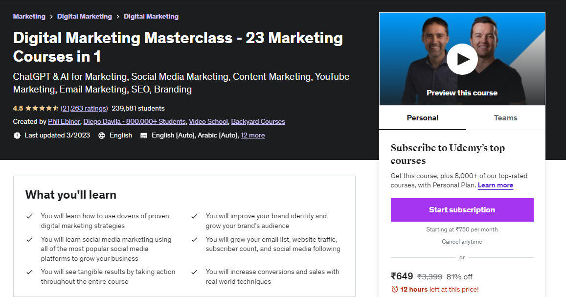 Digital Marketing Masterclass - 23 Marketing Courses in 1