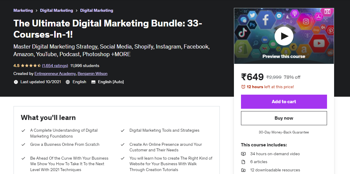 The Ultimate Digital Marketing Bundle: 33-Courses-In-1!