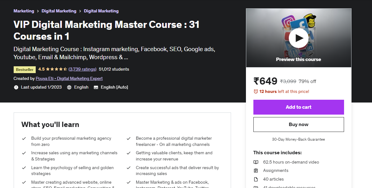 VIP Digital Marketing Master Course : 31 Courses in 1