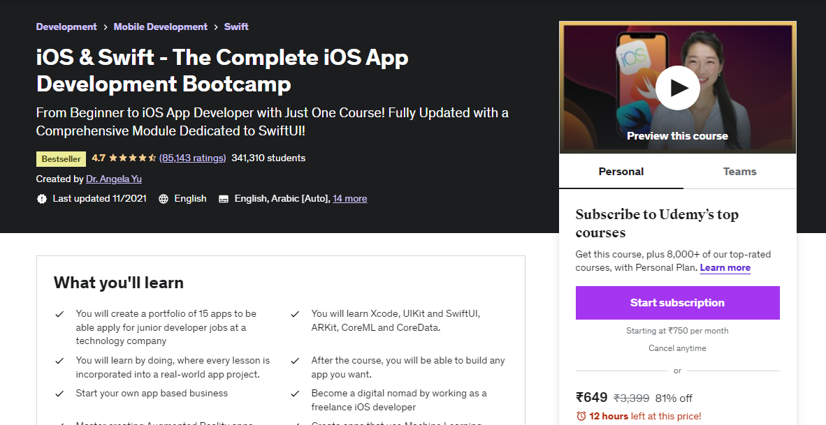 Ios & swift - the complete ios app development bootcamp - udemy ios courses