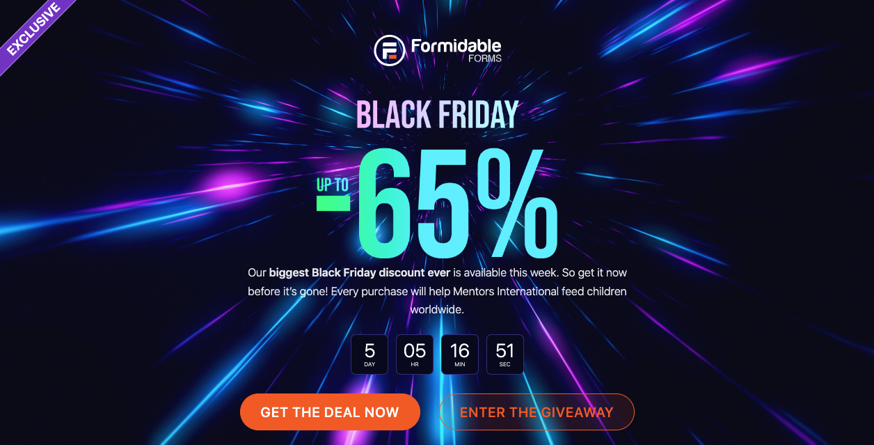 Formidable Forms Black Friday page