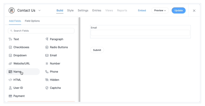 Drag and drop form builder in formidable forms