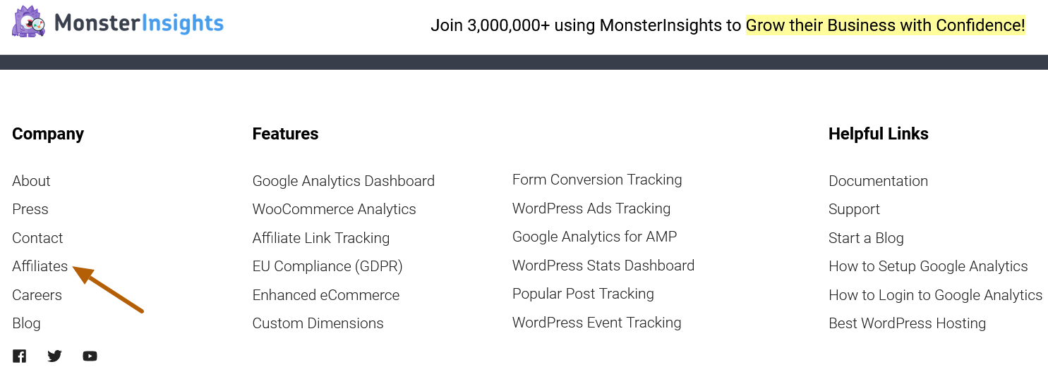 Monsterinsights affiliates link