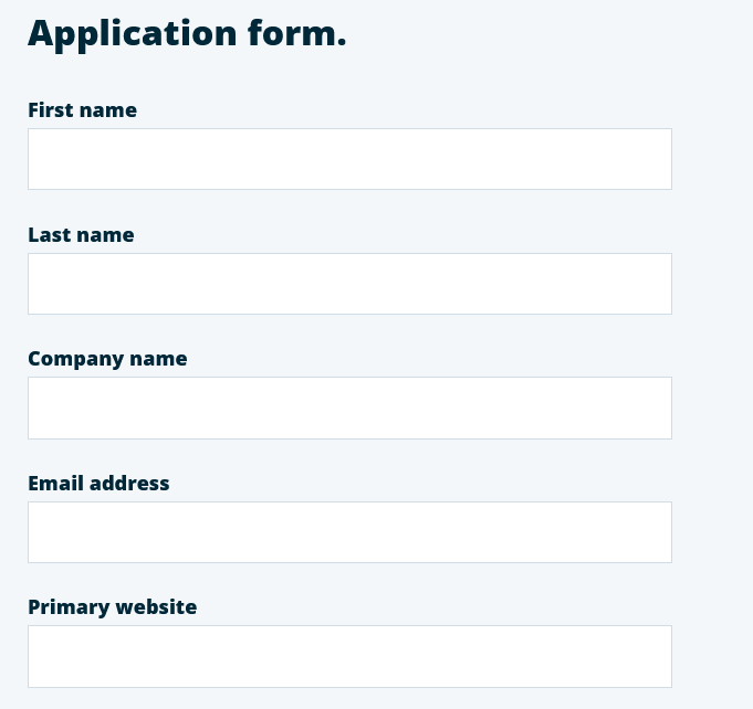 application form WordPress Hosting Affiliate Program