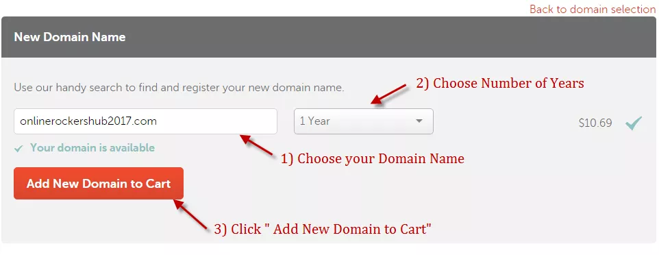 Choose domain name and no. Of years when you buy namecheap domain