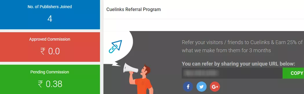 Cuelinks referral program to make money