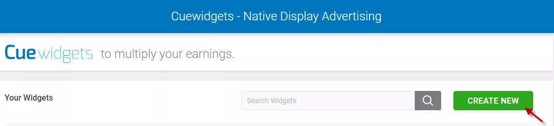 Click create new widget button at cuewidgets