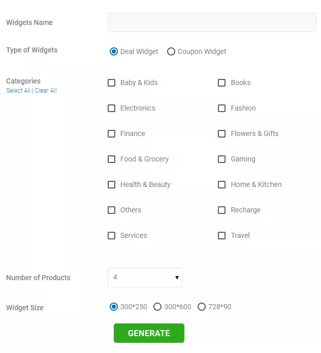 Create a new widget at cuewidgets