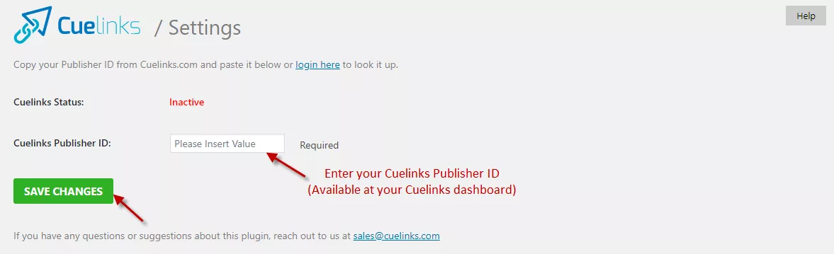 Cuelinks settings in cuelinks affiliate marketing tool wordpress plugin