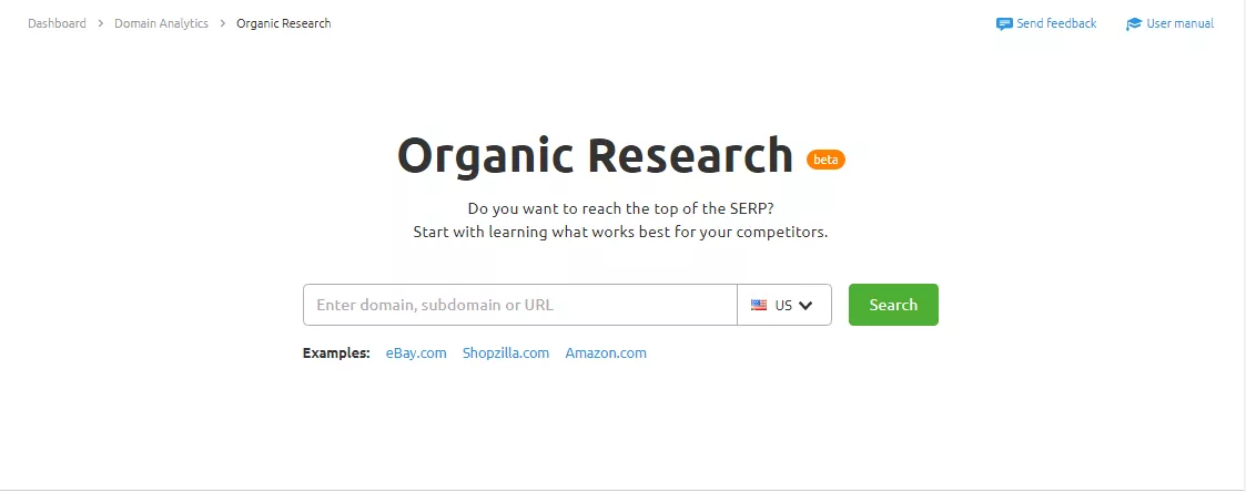 Semrush organic research tool