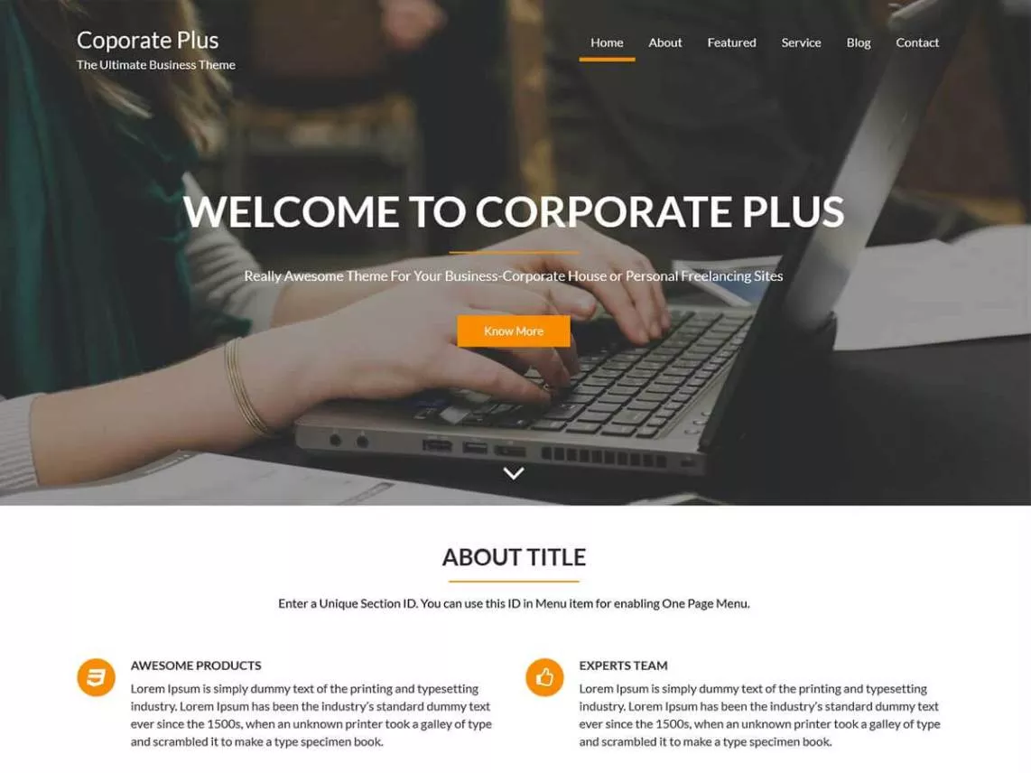 Corporate plus wordpress theme