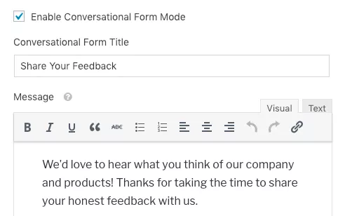 Add a title and message for conversational forms