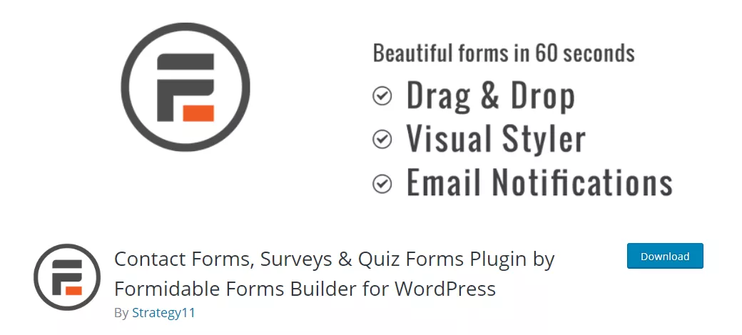 Formidable Forms WordPress Plugin free version