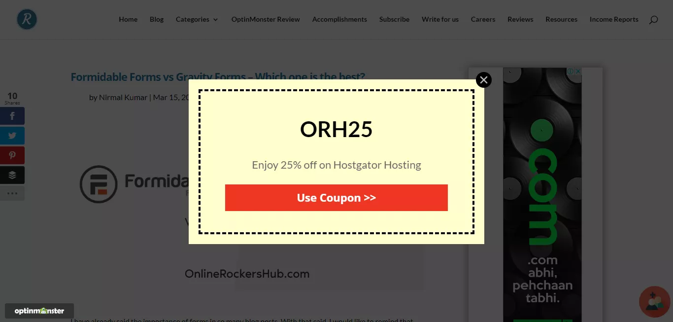 Hostgator coupon campaign successfully live on blogheist