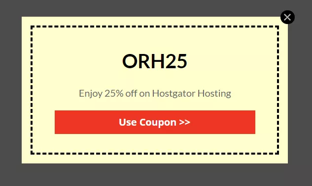 My hostgator coupon code popup