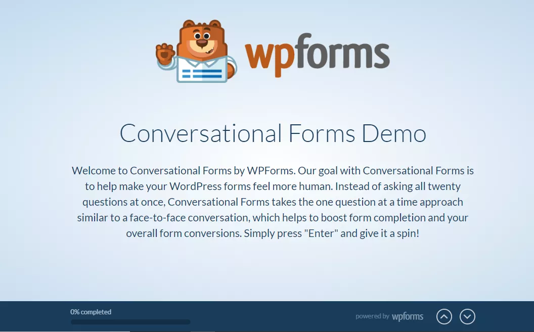 Official wpforms conversational forms demo