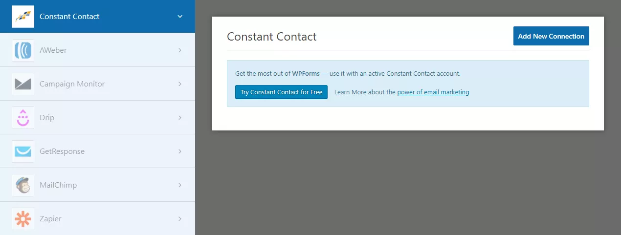 Connect wpforms with constant contact account