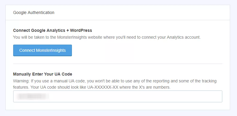 Google authentication in monsterinsights plugin