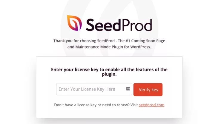 Verify seedprod license key