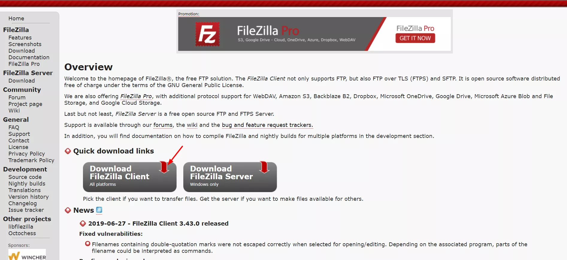Download filezilla